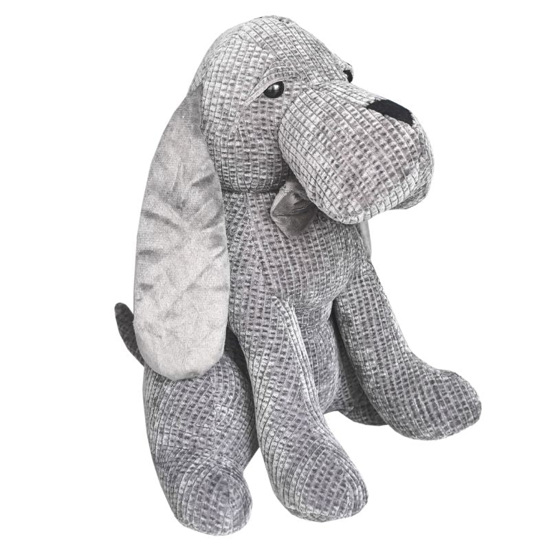 Grey Fabric Long-Eared Dog Door Stopper 27cm