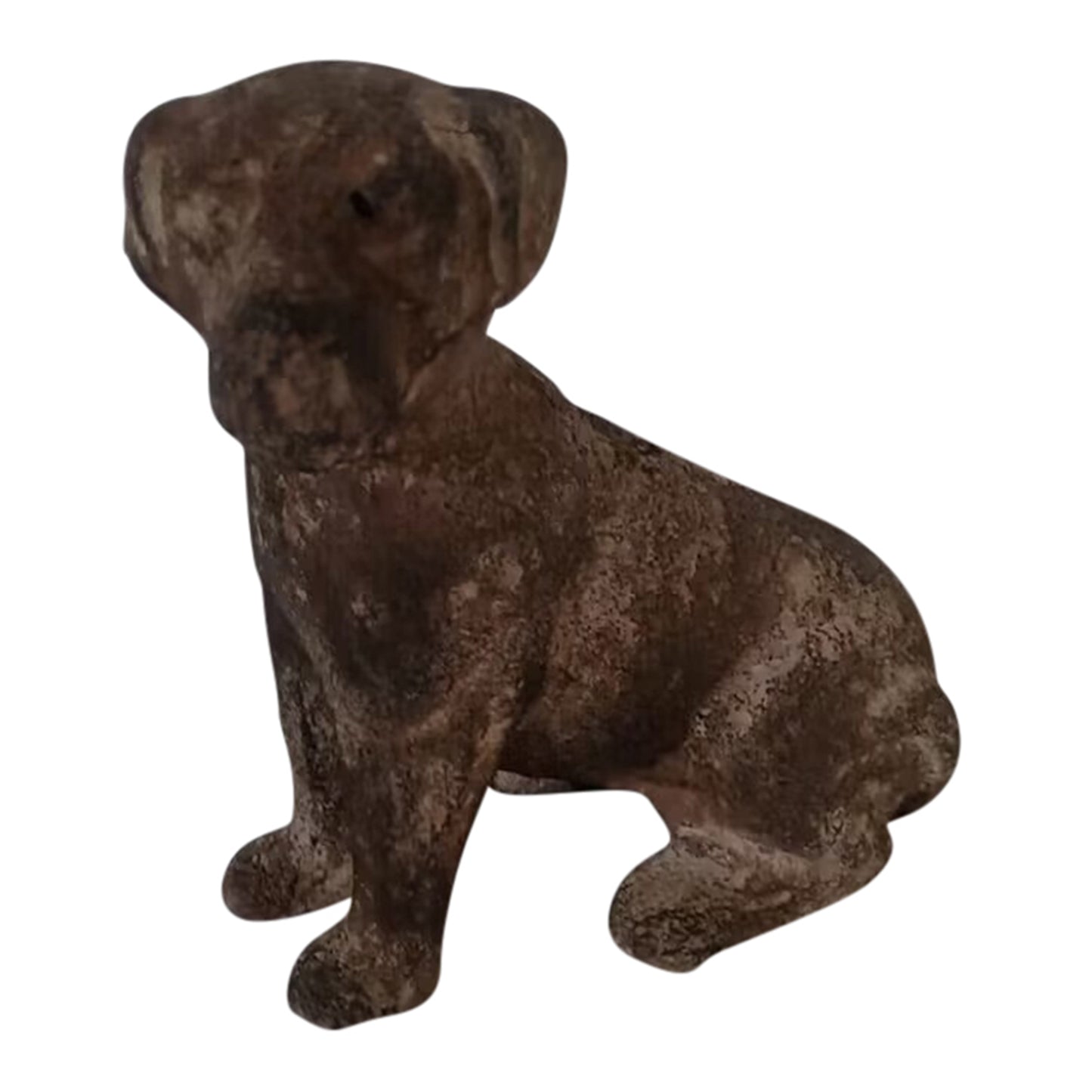 Aged Cast-Iron Sitting Dog Decoration 13x7x13cm Distressed Brown