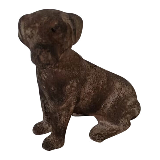 Aged Cast-Iron Sitting Dog Decoration 13x7x13cm Distressed Brown