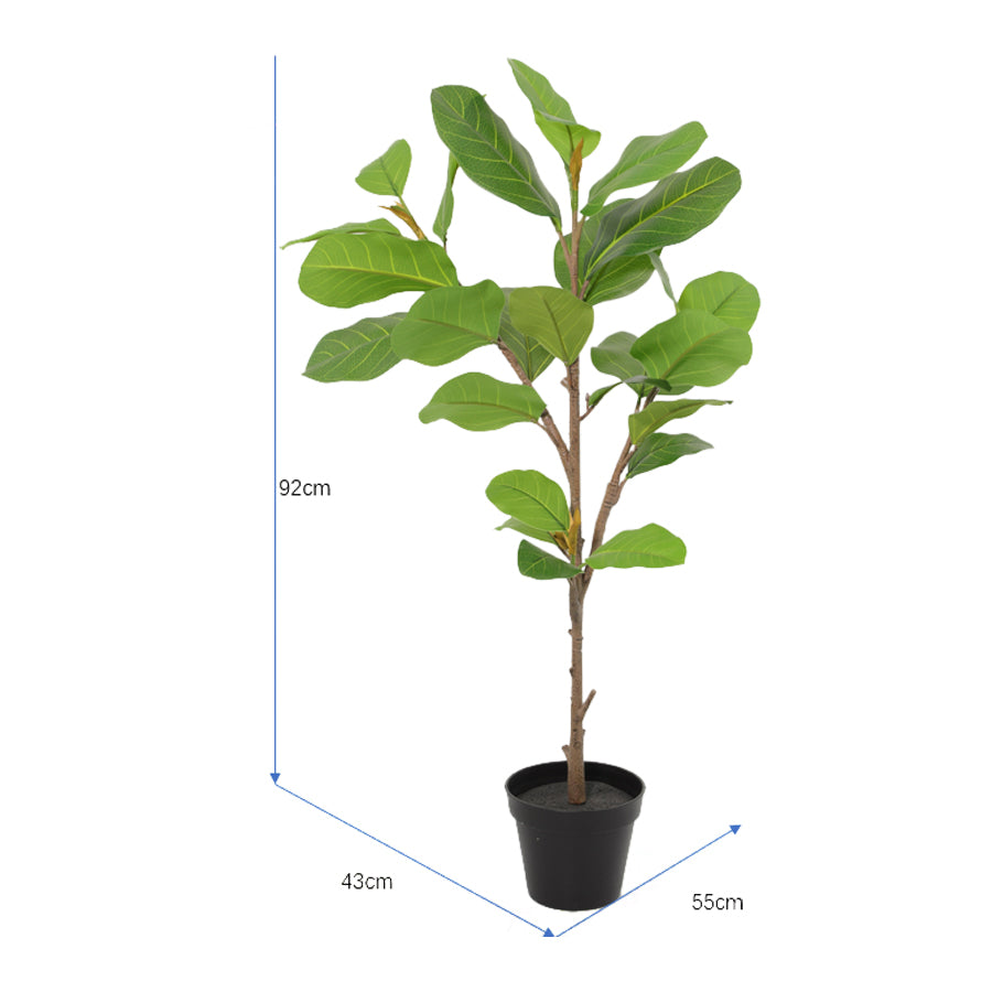 Potted Artificial Lofty Fig Ficus Tree 92cm - Green, 1.6 kg
