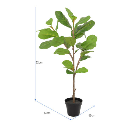 Potted Artificial Lofty Fig Ficus Tree 92cm - Green, 1.6 kg