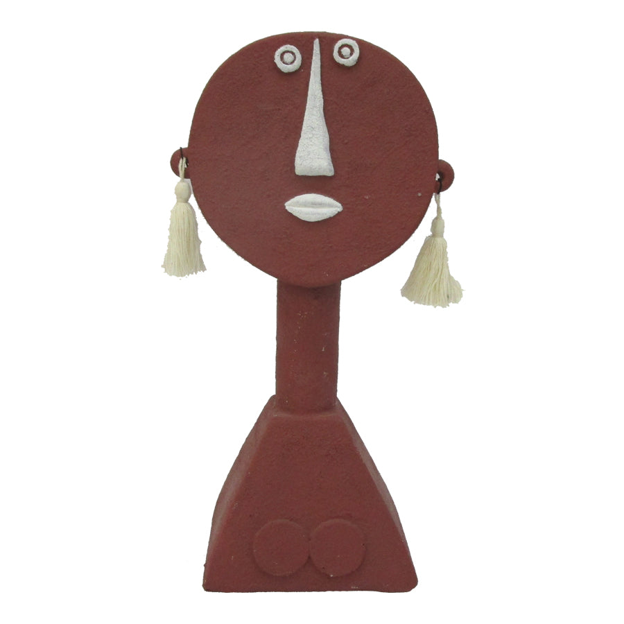 Contemporary Dark Terracotta Tribal Lady Ornament 30cm