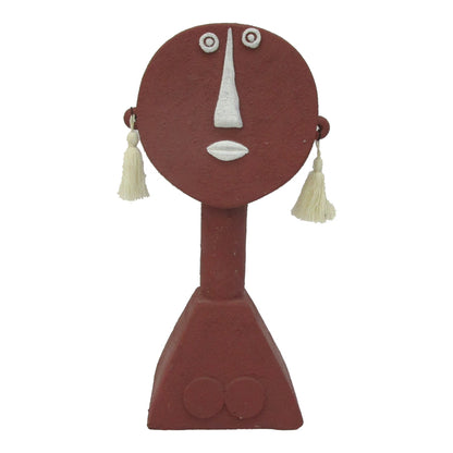 Contemporary Dark Terracotta Tribal Lady Ornament 30cm