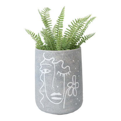 Tall Contemporary Line Face Pot planter w Hole & Plug 24cm
