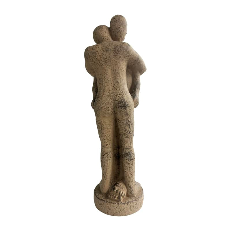 Premium Decorative Statue Hugging Couple Cement for Indoor/Outdoor - Distressed Brown 36cm