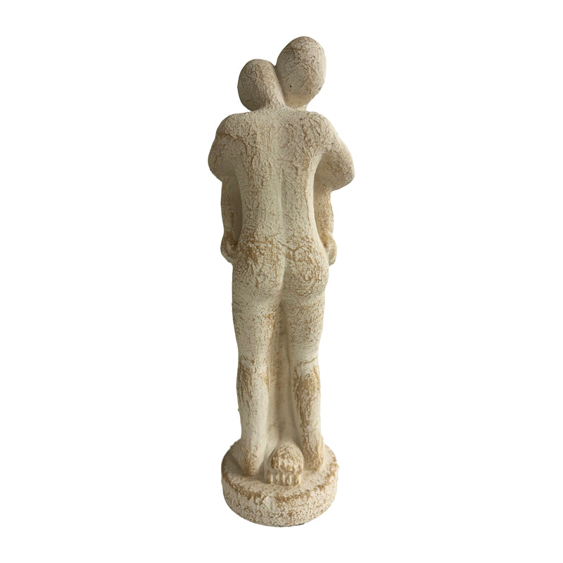 Cement Statue Ornament Hugging Couple Indoor/Outdoor - Distressed Off-White 28cm