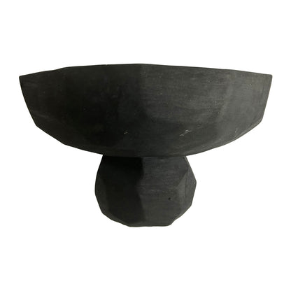 Decorative Footed Bowl, Cement - Contemporary Black 23cm