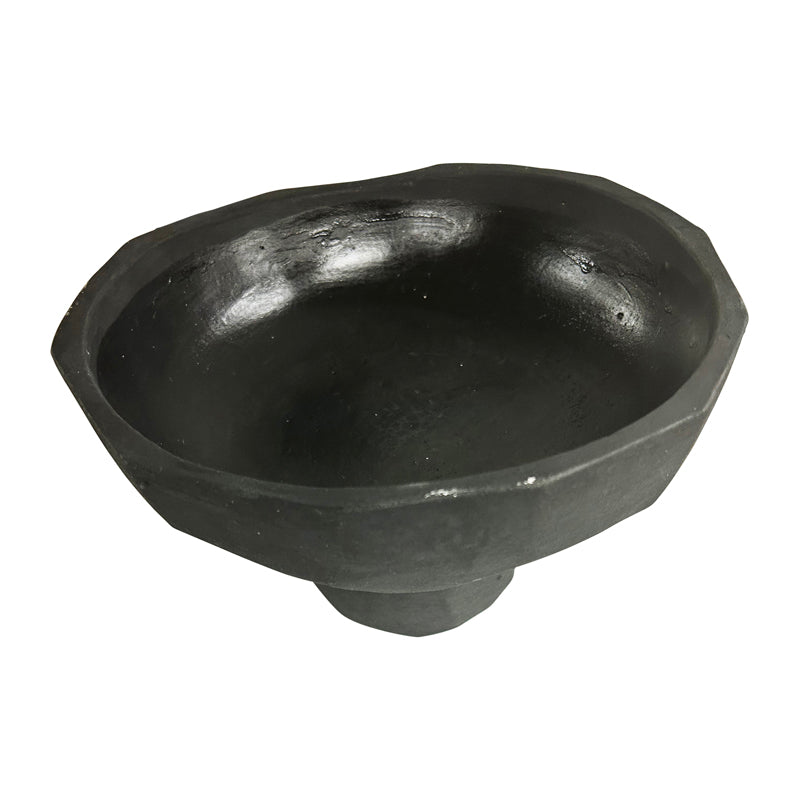 Decorative Footed Bowl, Cement - Contemporary Black 23cm