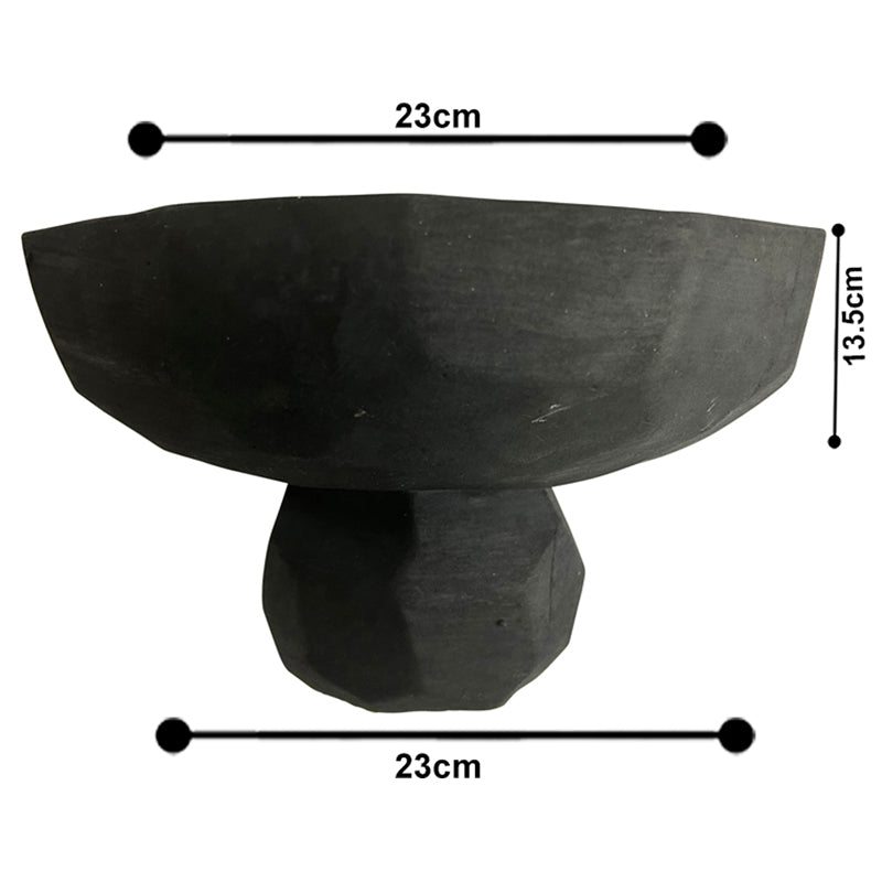 Decorative Footed Bowl, Cement - Contemporary Black 23cm