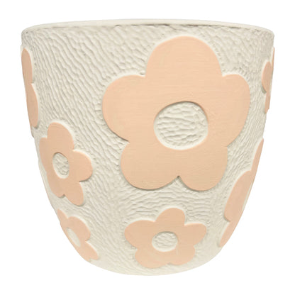 Set 2 Assorted Pastel Flower Planters w Hole + Plug 17cm