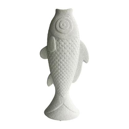 Contemporary White Fish Vase / Ornament 30cm