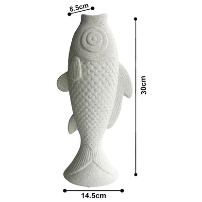 Contemporary White Fish Vase / Ornament 30cm