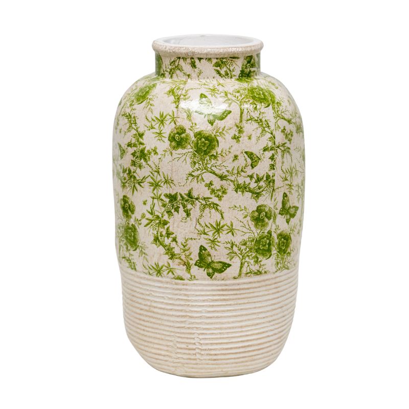 Green Cement Stoneware Look Vase, 37cm