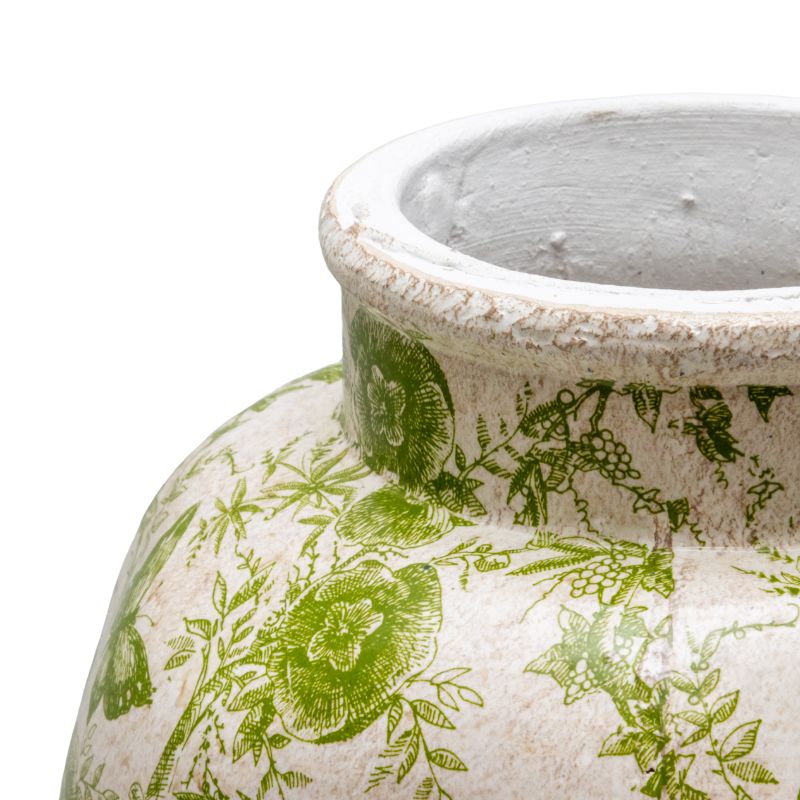 Green Cement Stoneware Look Vase, 37cm