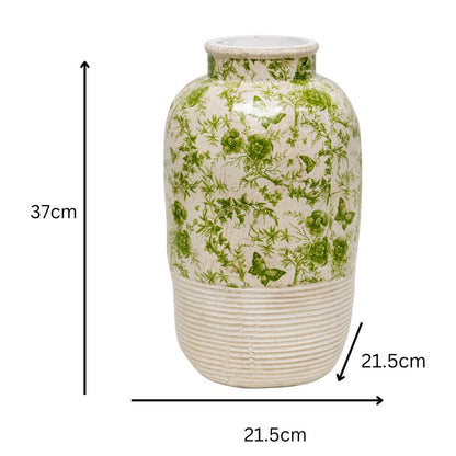 Green Cement Stoneware Look Vase, 37cm