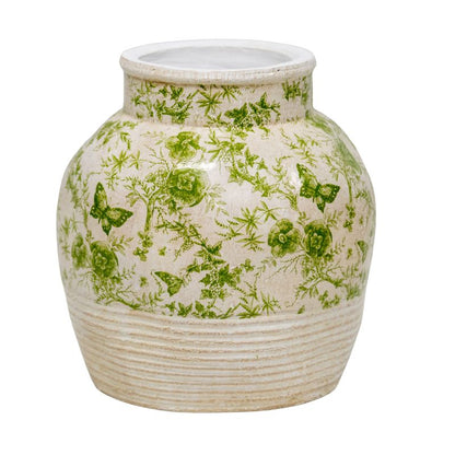 Glazed Green Stoneware Look Vase 25cm