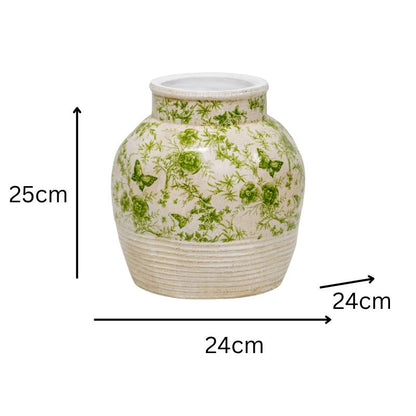 Glazed Green Stoneware Look Vase 25cm