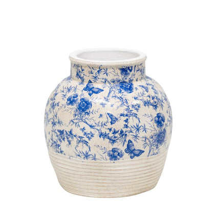 Glazed Blue Stoneware Vase, 33cm