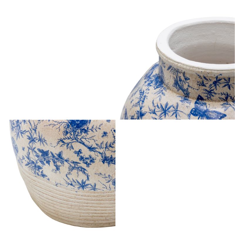 Glazed Blue Stoneware Vase, 33cm