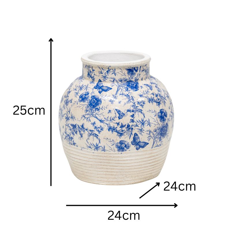 Glazed Blue Stoneware Vase, 33cm