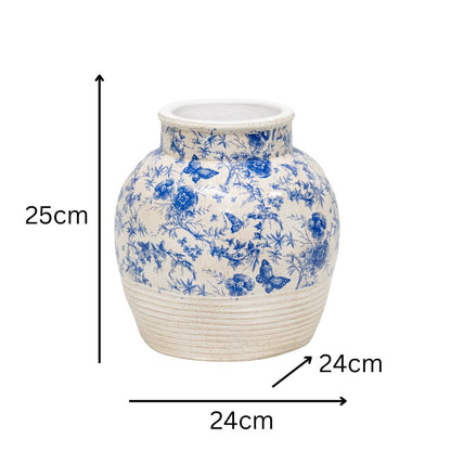 Glazed Blue Stoneware Vase, 33cm
