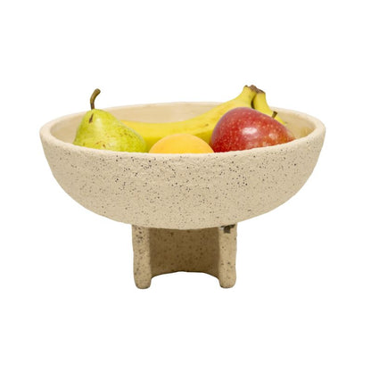 Premium Cement Bowl with Curved Base and Texture - Beige 25cm