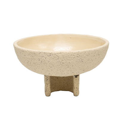 Premium Cement Bowl with Curved Base and Texture - Beige 25cm