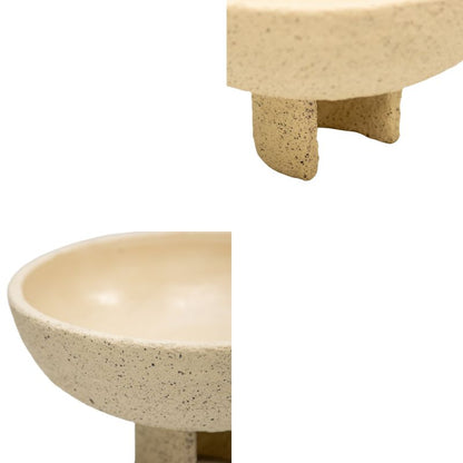Premium Cement Bowl with Curved Base and Texture - Beige 25cm