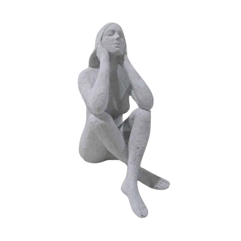Lady Statue with Elbows on Knees - 23cm Decorative Figure