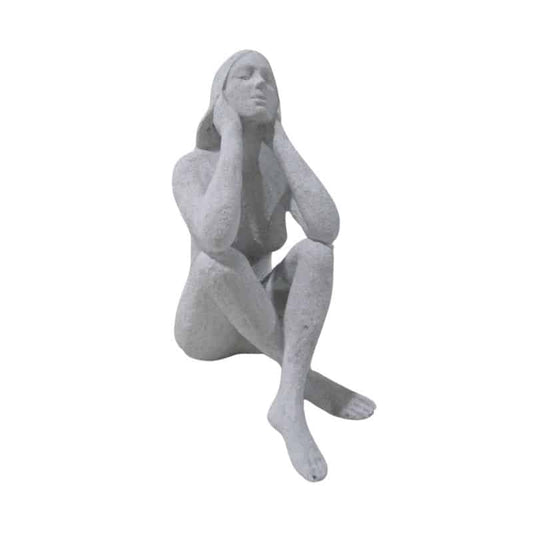 Lady Statue with Elbows on Knees - 23cm Decorative Figure