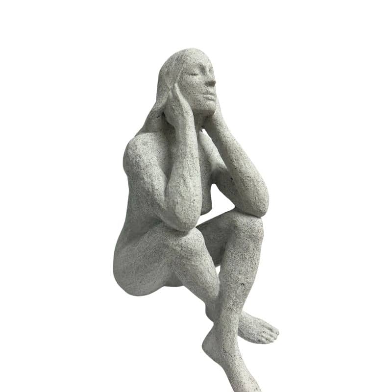 Lady Statue with Elbows on Knees - 23cm Decorative Figure