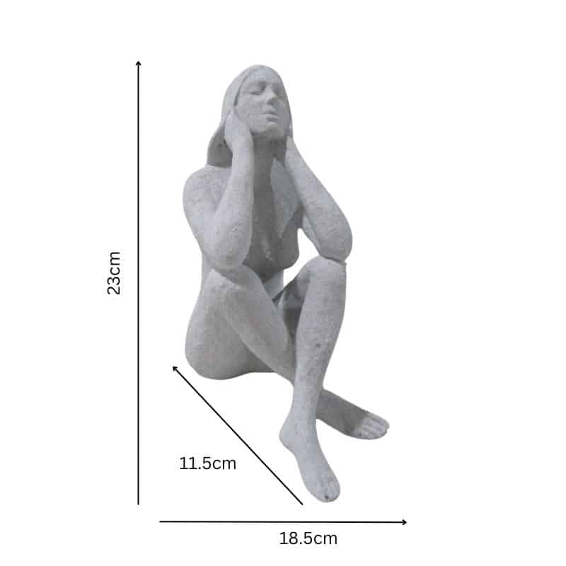 Lady Statue with Elbows on Knees - 23cm Decorative Figure