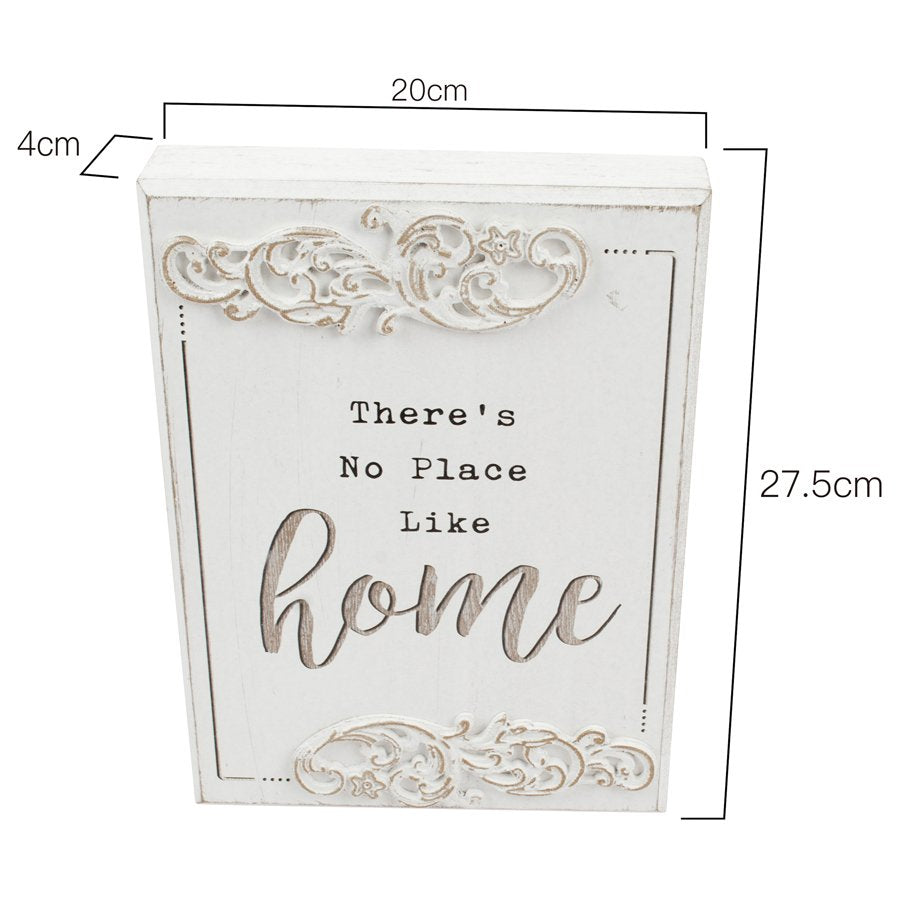 Wood-carved 'No Place Like Home' Wall Art 20x27cm