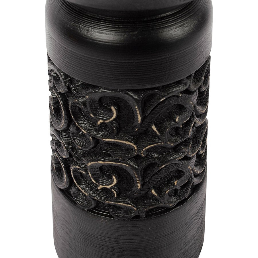 Nero Carved Pillar Candleholder 11.5x23cm
