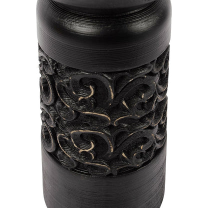 Nero Carved Pillar Candleholder 11.5x23cm