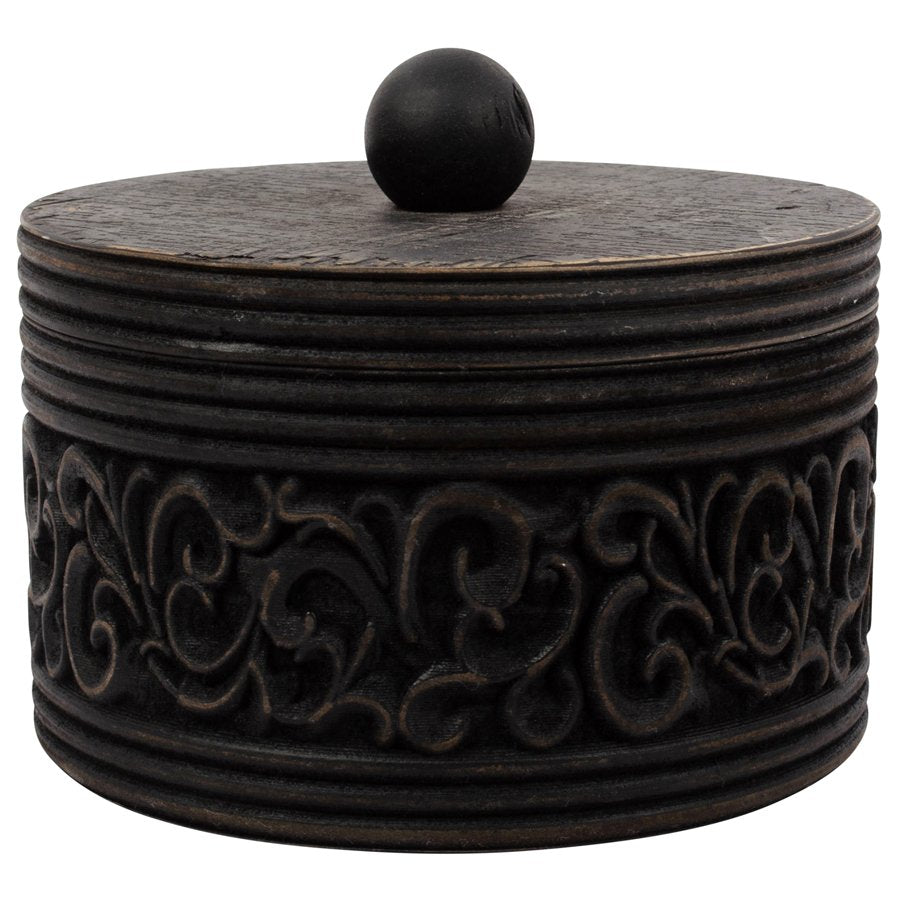 Nero Decorative Round Carved Trinket Box 17x14cm
