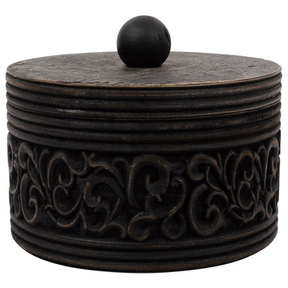 Nero Decorative Round Carved Trinket Box 17x14cm