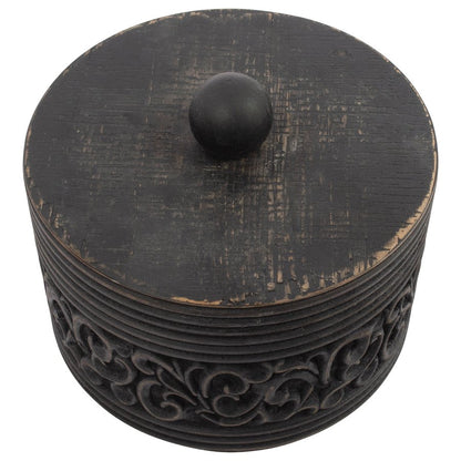 Nero Decorative Round Carved Trinket Box 17x14cm