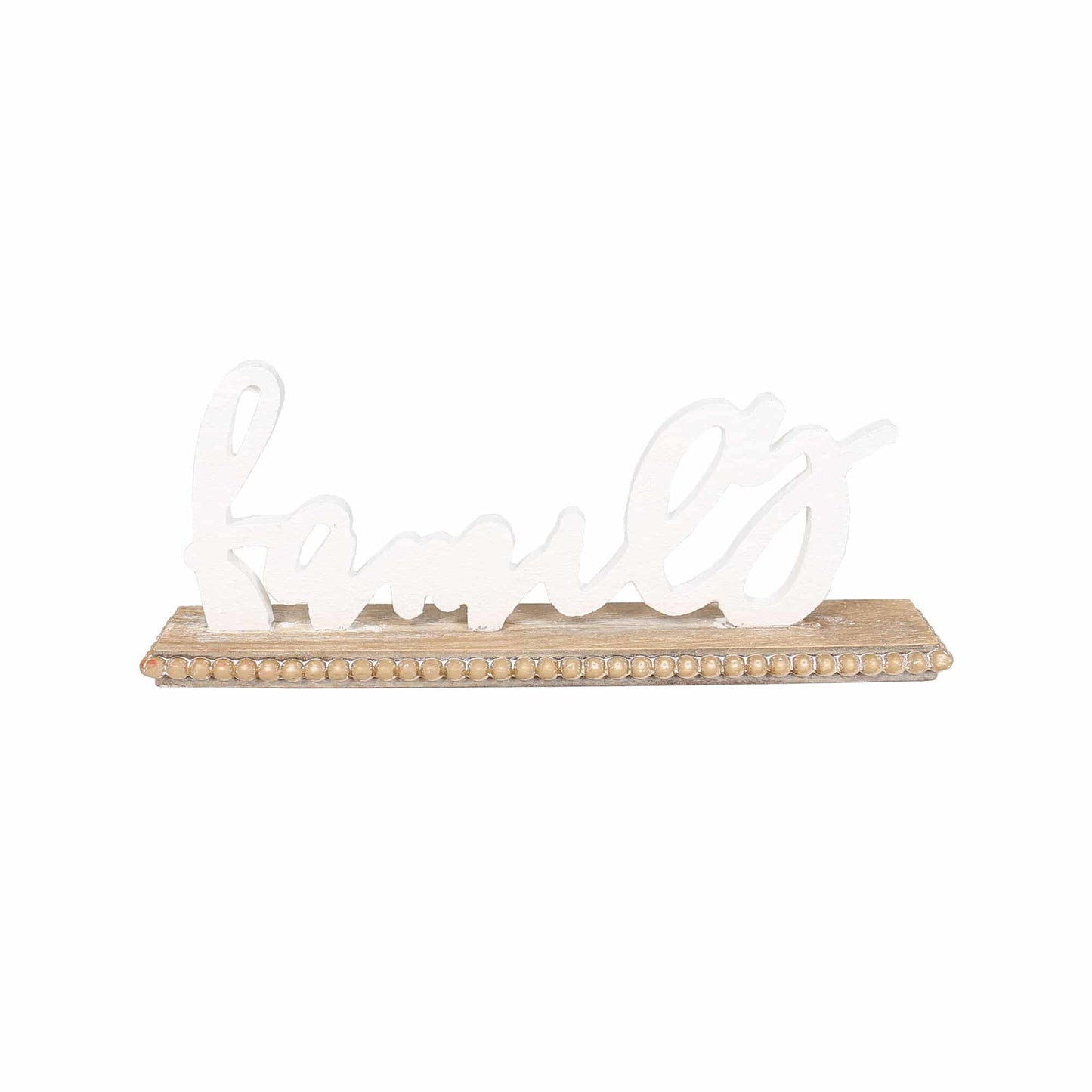 Family Wood Base Ornament 31cm - Natural & White