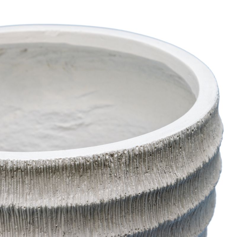 Ivory Mgo Set of 2 Nested Ribbed Textured Planters 28cm, 21cm