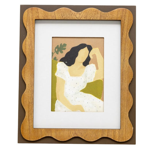Sitting Lady in White Dress - 36cm Framed Wall Art