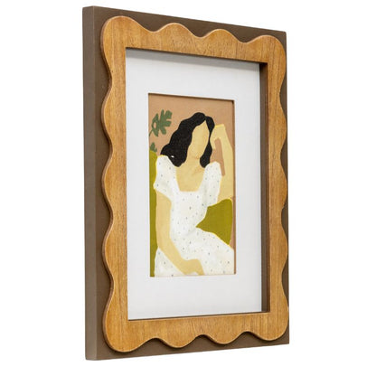 Sitting Lady in White Dress - 36cm Framed Wall Art