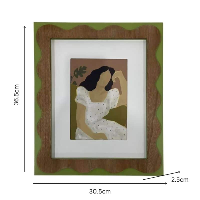 Sitting Lady in White Dress - 36cm Framed Wall Art
