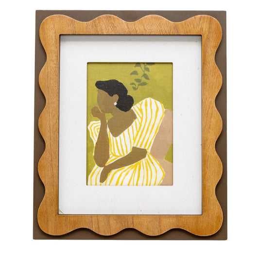 Sitting Lady in Striped Dress - 30cm Framed Wall Art