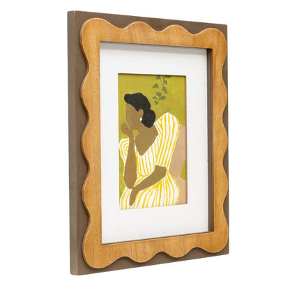 Sitting Lady in Striped Dress - 30cm Framed Wall Art