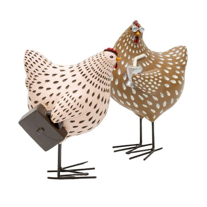 Set 2 Asst 'Busy' Chooks Ornaments 15cm, 14cm