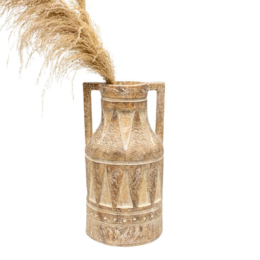 Aged Tribal Style Decorative Urn / Dried Flower Vase 46cm