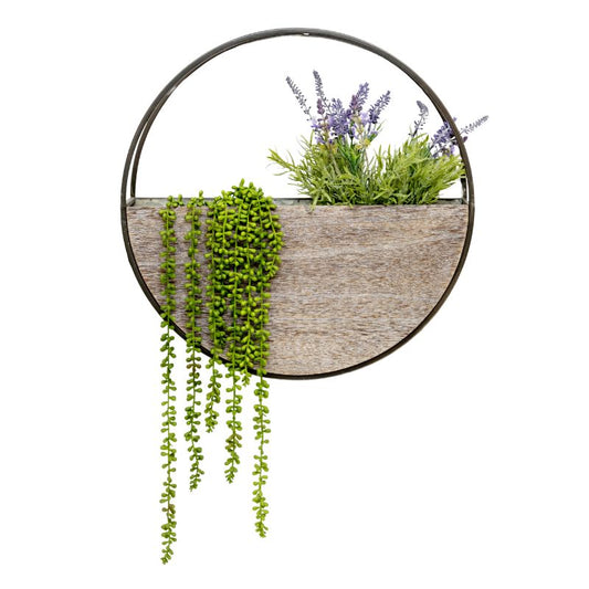 Timber Elemental Wall Planter 60cm - Natural Metal & Wood, 2.77 kg