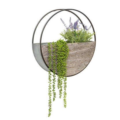 Timber Elemental Wall Planter 60cm - Natural Metal & Wood, 2.77 kg