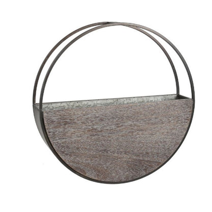 Timber Elemental Wall Planter 50cm - Natural Metal & Wood, 1.89kg